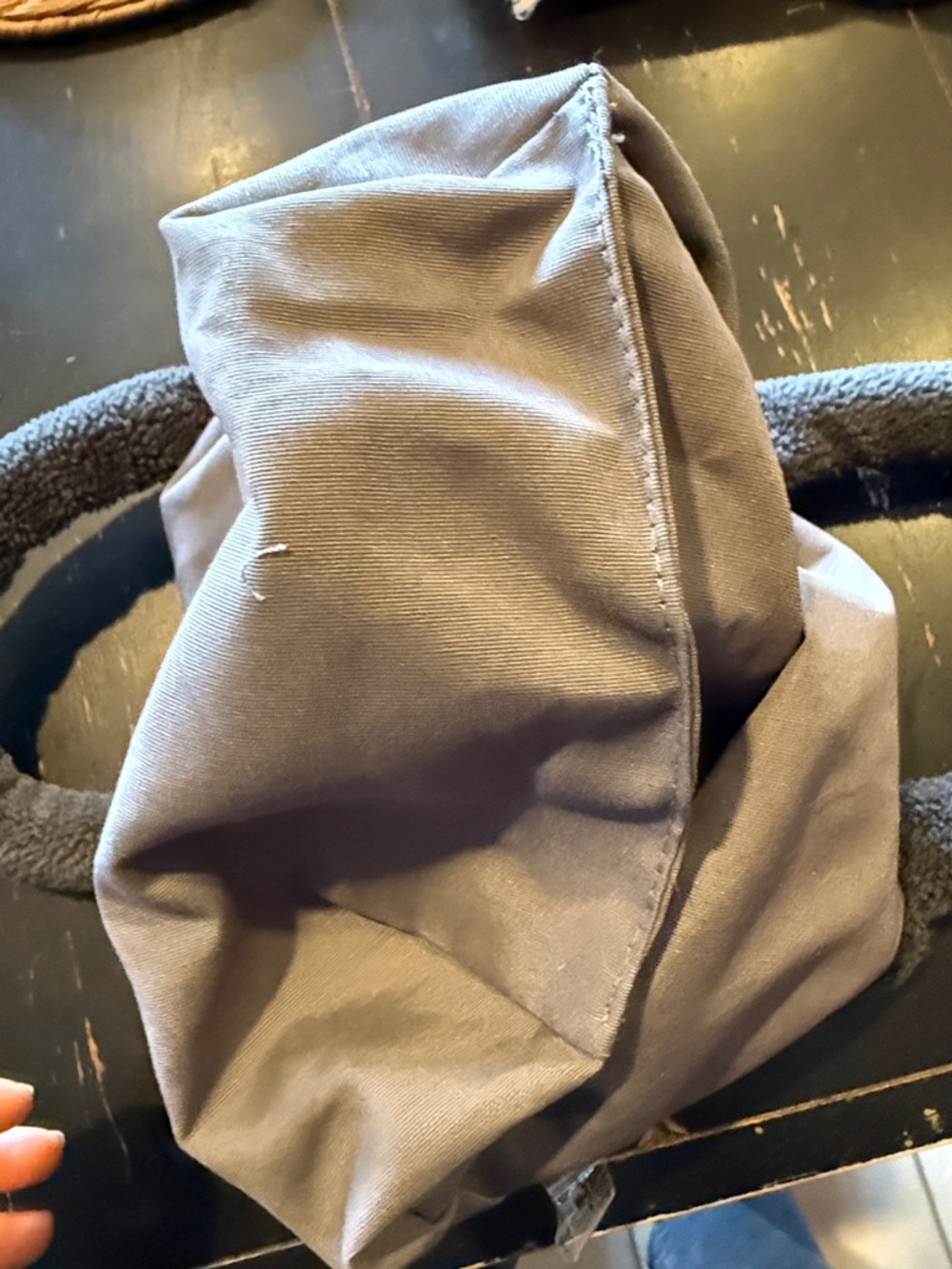 Prada Charcoal Gray Fuzzy Tote with Embroidered Logo in - Picture 3 of 4